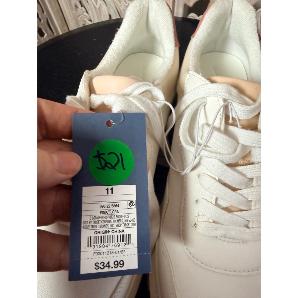Universal Thread Womens Pink Flora Court Sneakers Cream Pink Size 11 NEW - Picture 2 of 7
